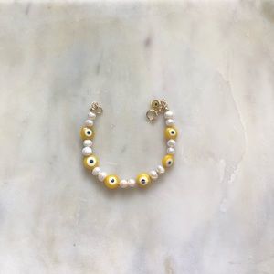 Pearl evil eye bracelet